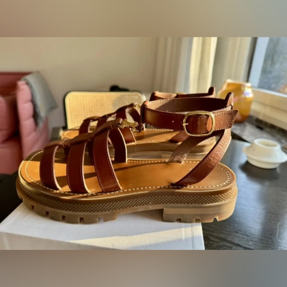 Celine Triomphe Leather Sandals - Picture 5 of 6